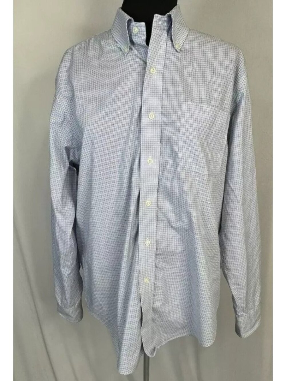 Lauren Ralph Lauren Mens Non-Iron Button-Down Long Sleeve Blue Shirt 16 34-35